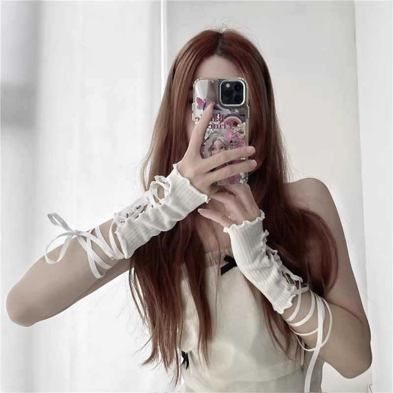Fingerless Glove Knit - Luvas femininas sem dedos com renda,