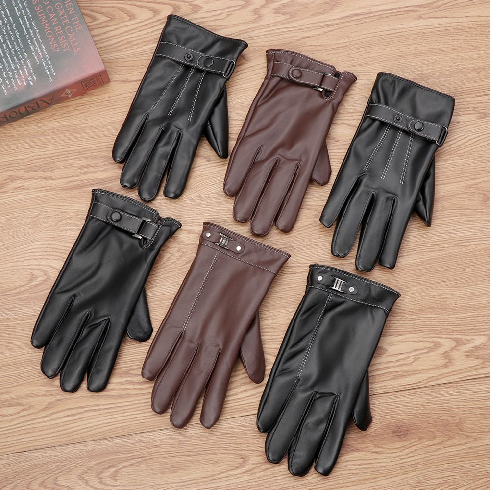 Leather Driving Glove - Luvas de couro térmico de lã