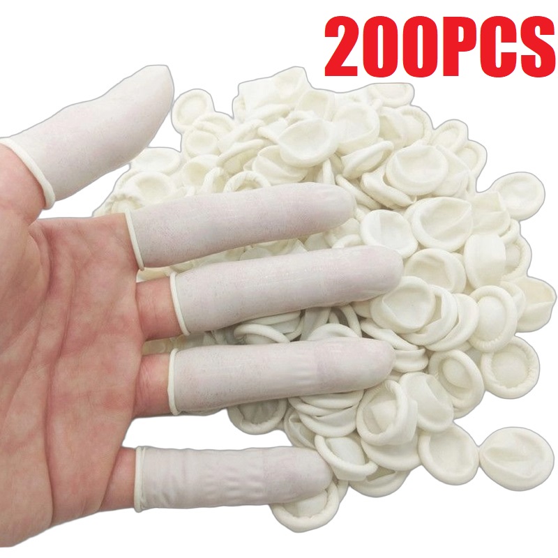 Latex Disposable Glove - 100/200PCS Protetores de Dedo Antiderrapantes Sem