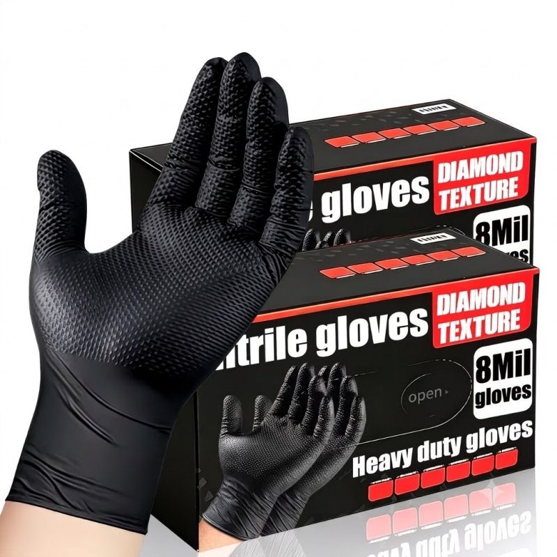 Nitrile Mechanic Glove - Luvas Industriais Pretas de Nitrilo Descartáveis