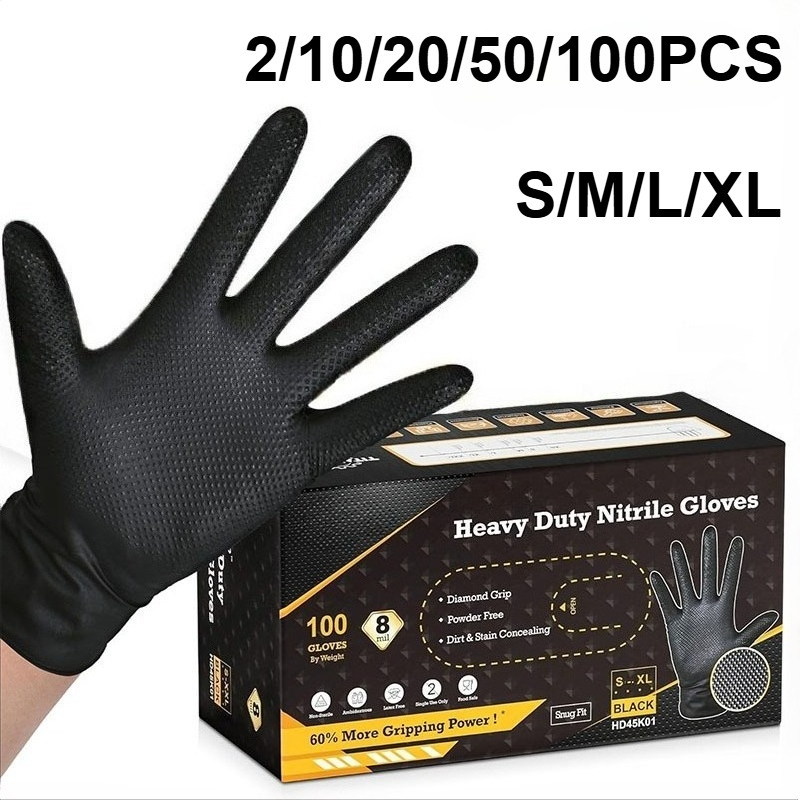 Nitrile Mechanic Glove - Luvas de nitrilo pretas industriais resistentes,