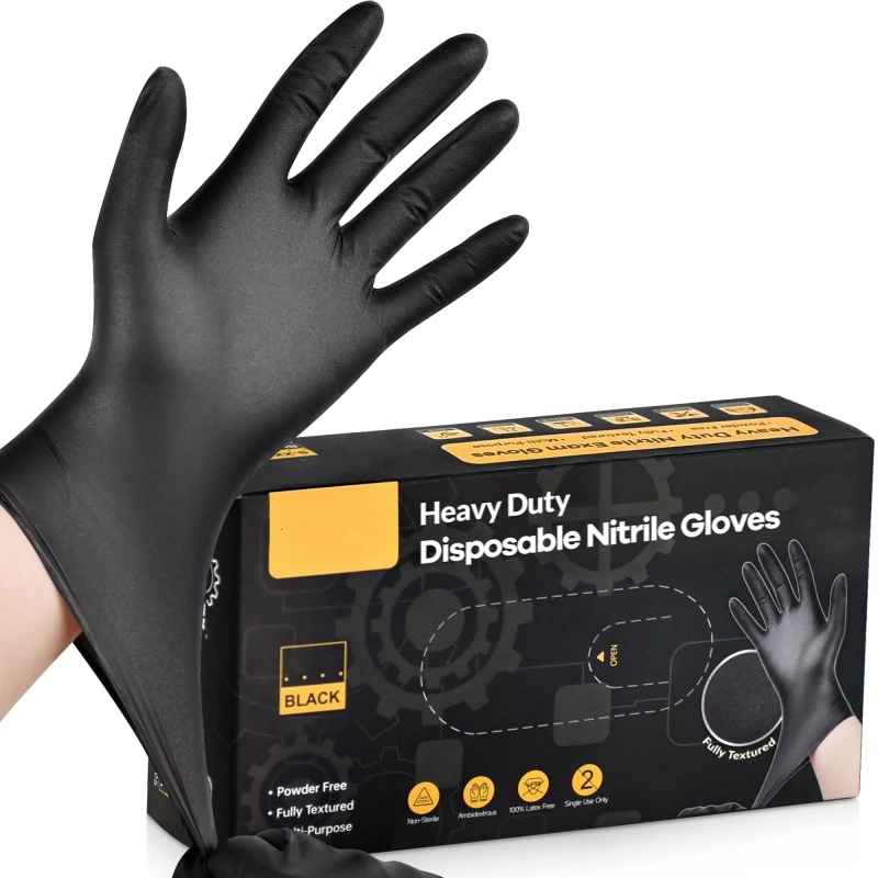 Nitrile Mechanic Glove - Luvas descartáveis pretas de nitrilo, 20