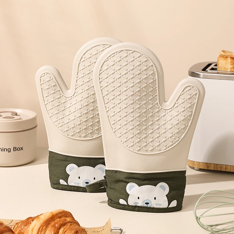 Oven Mitt Silicone - Luvas de Silicone Isolantes Térmicas Espessas,