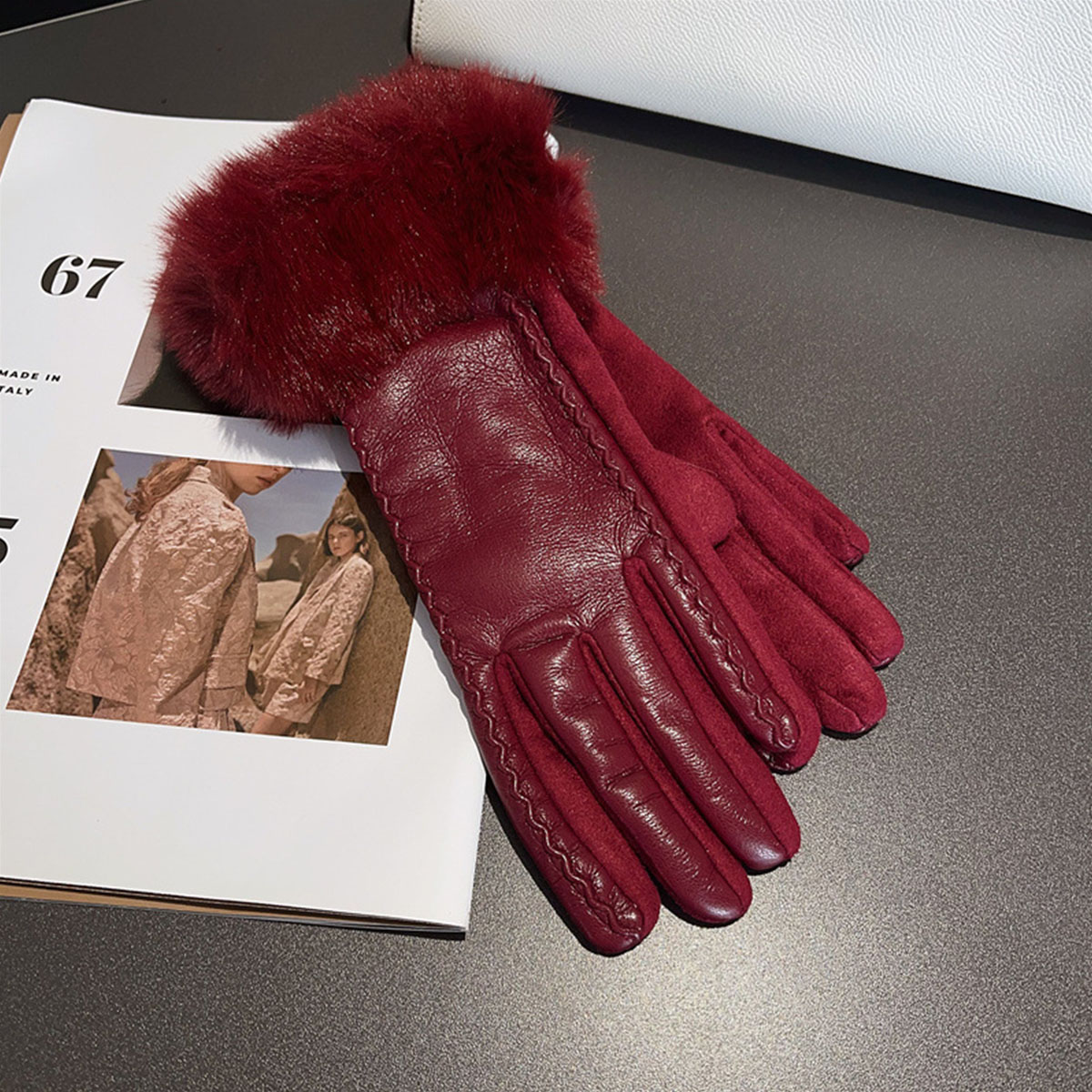 Leather Driving Glove - Inverno feminino luxo luvas de couro