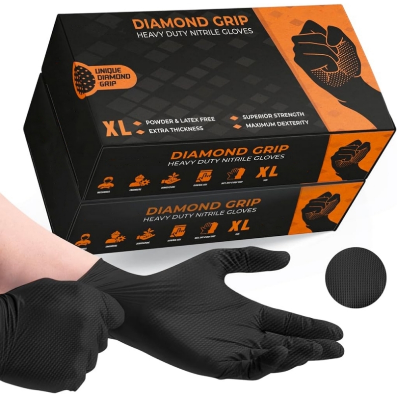 Nitrile Mechanic Glove - Luvas descartáveis de nitrilo resistentes pretas,