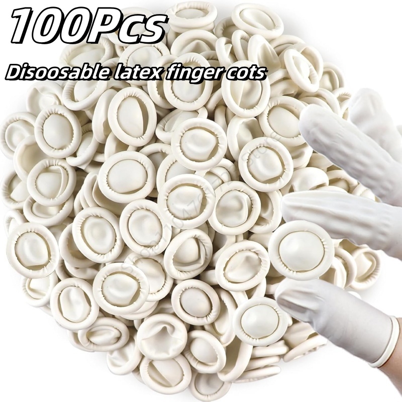 Latex Disposable Glove - 100 Unidades de Protetores de Dedo