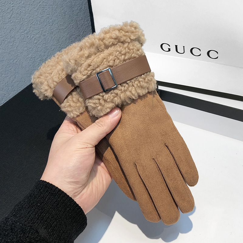 Wool Glove Lined - Luvas de inverno femininas engrossadas luvas