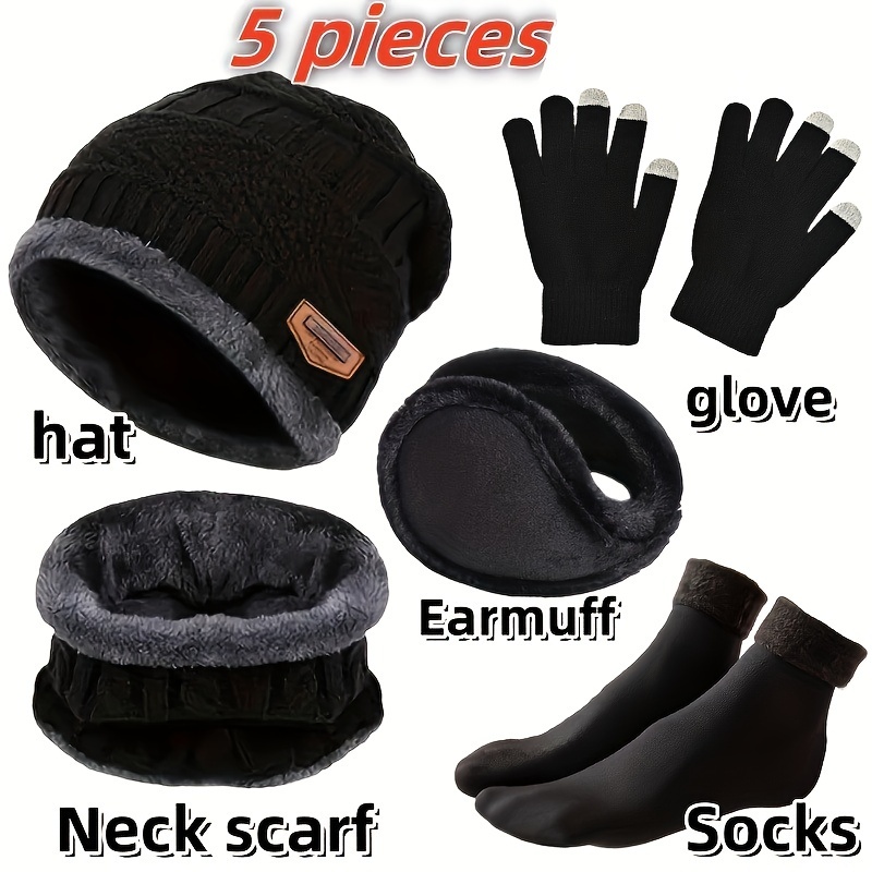 Winter Glove Insulated - Chapéu de inverno masculino, cachecol de