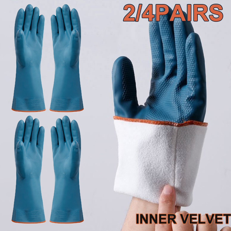 Rubber Glove Cleaning - 2/4 pares luvas impermeáveis com lã