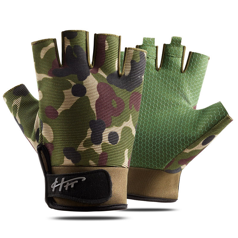 Cycling Glove Padded - Luvas de pesca metade do dedo