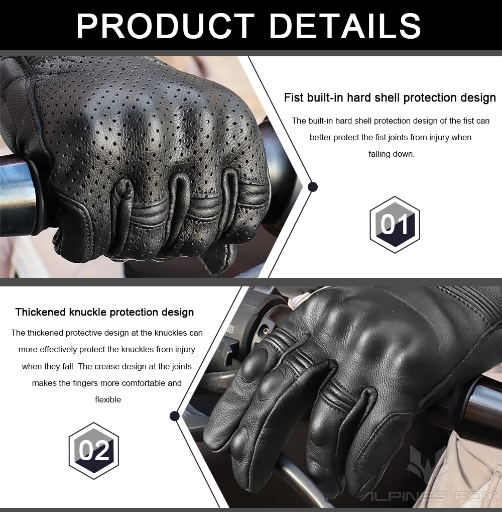 Luvas unissex de couro vintage - Motorcycle Glove Knuckle avaliação e preço