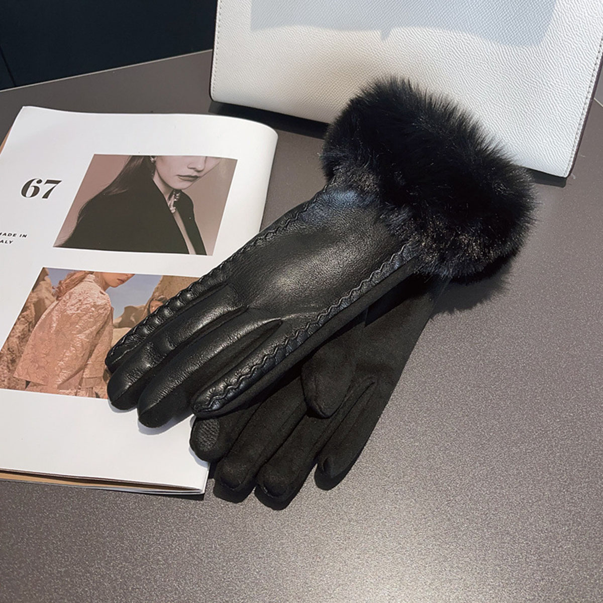 Inverno feminino luxo luvas de - Leather Driving Glove avaliação e preço