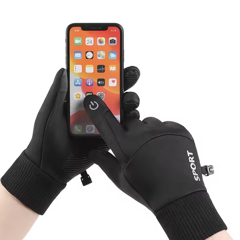 Preto inverno quente dedos com - Ski Glove Waterproof avaliação e preço