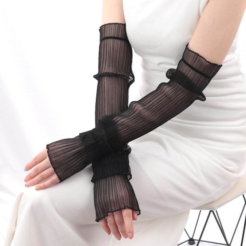 1 par de seda gelo mangas comp - Fingerless Glove Knit avaliação e preço