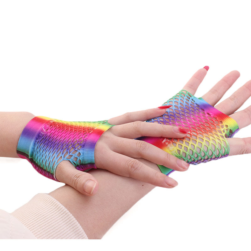 Senhoras sexy arco-íris cor cu - Fingerless Glove Knit avaliação e preço