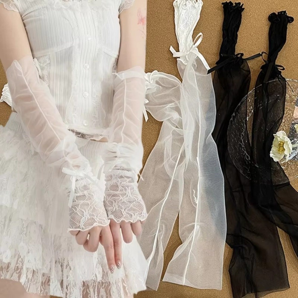 Luvas de Renda Y2K com Babados - Fingerless Glove Knit avaliação e preço